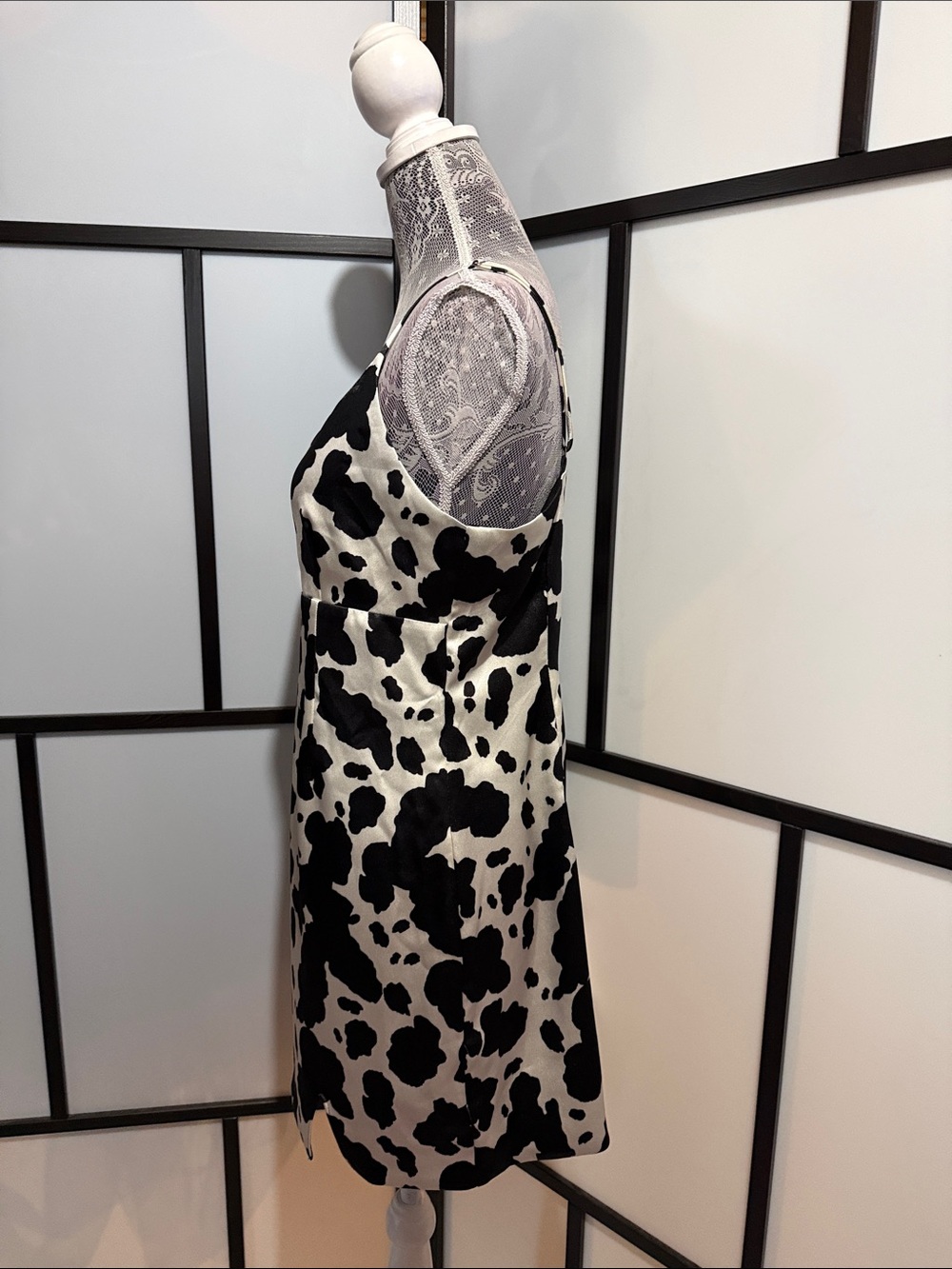 wild fable Black & White Cow Print Slip Mini Dress - Picture 2 of 5